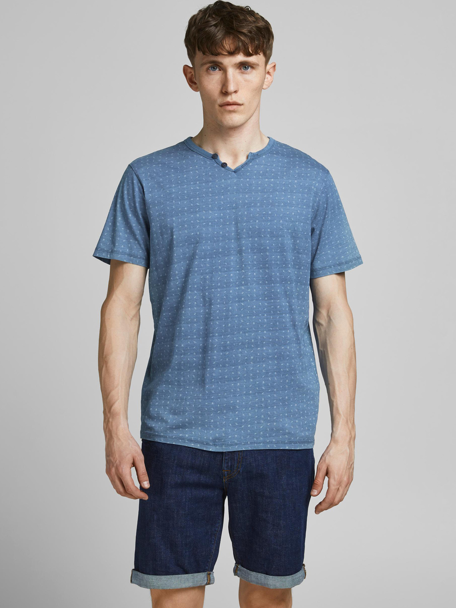 Fotografie Modré vzorované tričko Jack & Jones Prince - XL