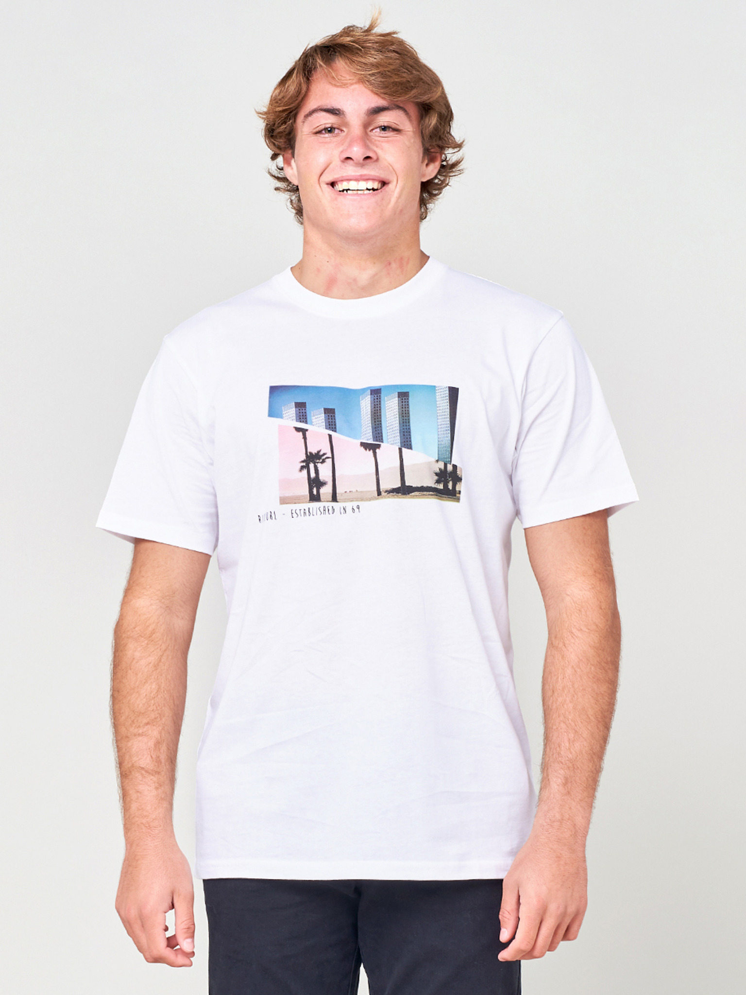 Fotografie Bílé pánské tričko s potiskem Rip Curl - S