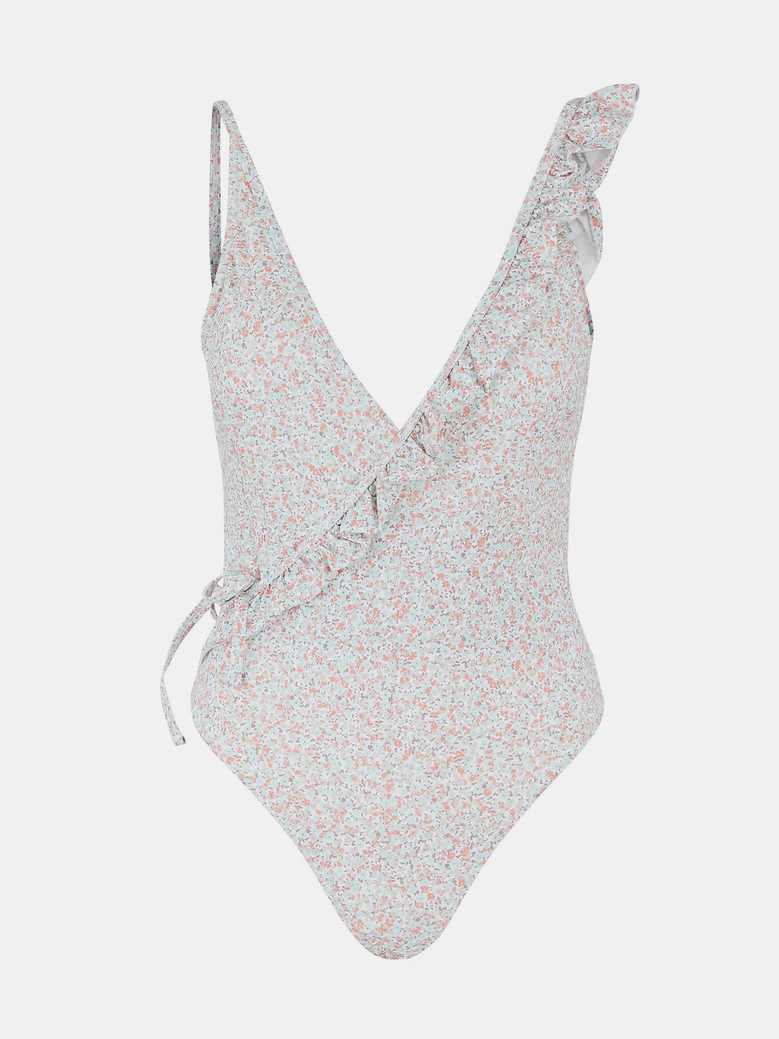 Fotografie Bílé květované jednodílné plavky Pieces Gaby - XS