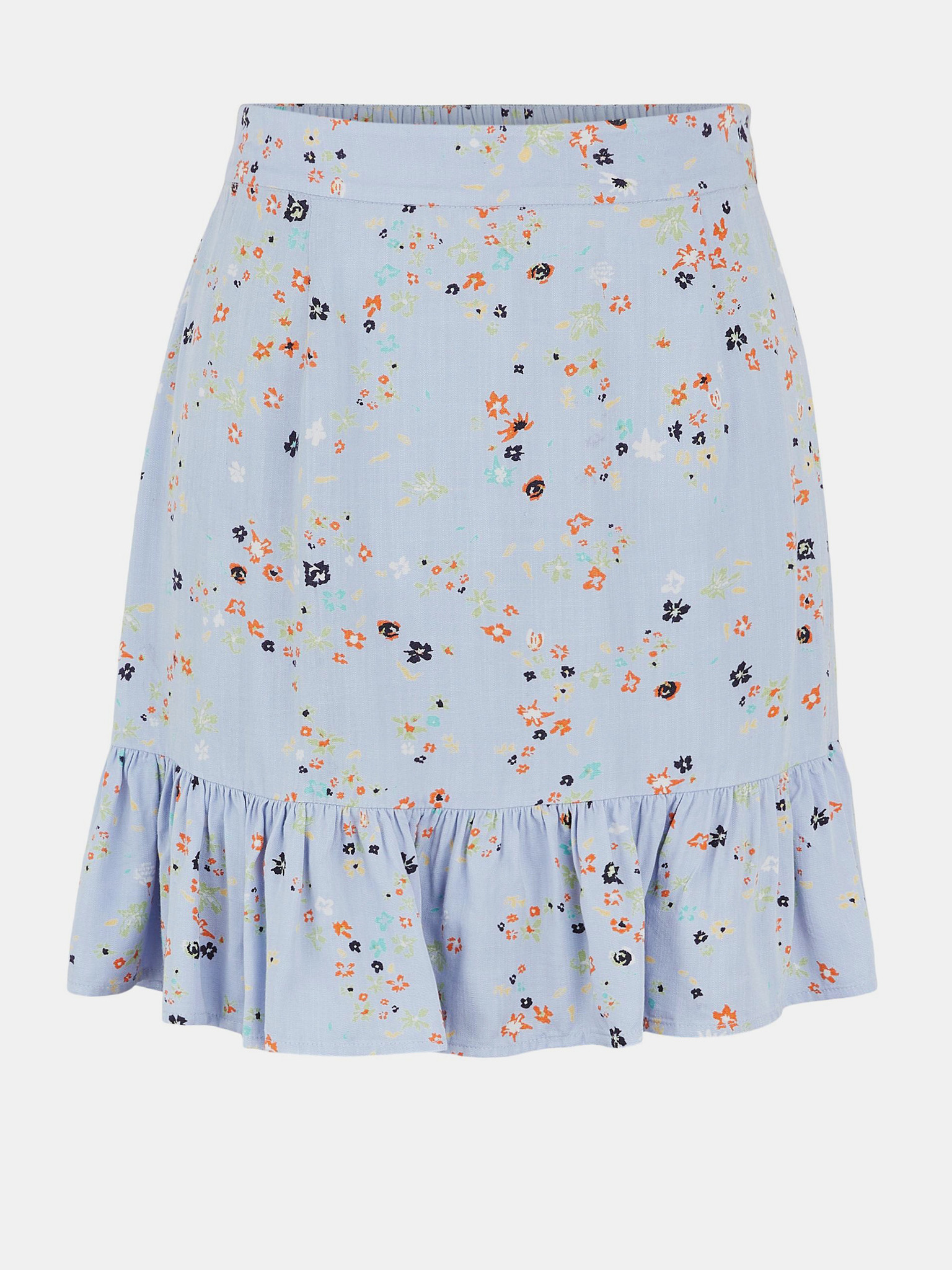 Fotografie Světle modrá květovaná sukně Pieces Lala - XS