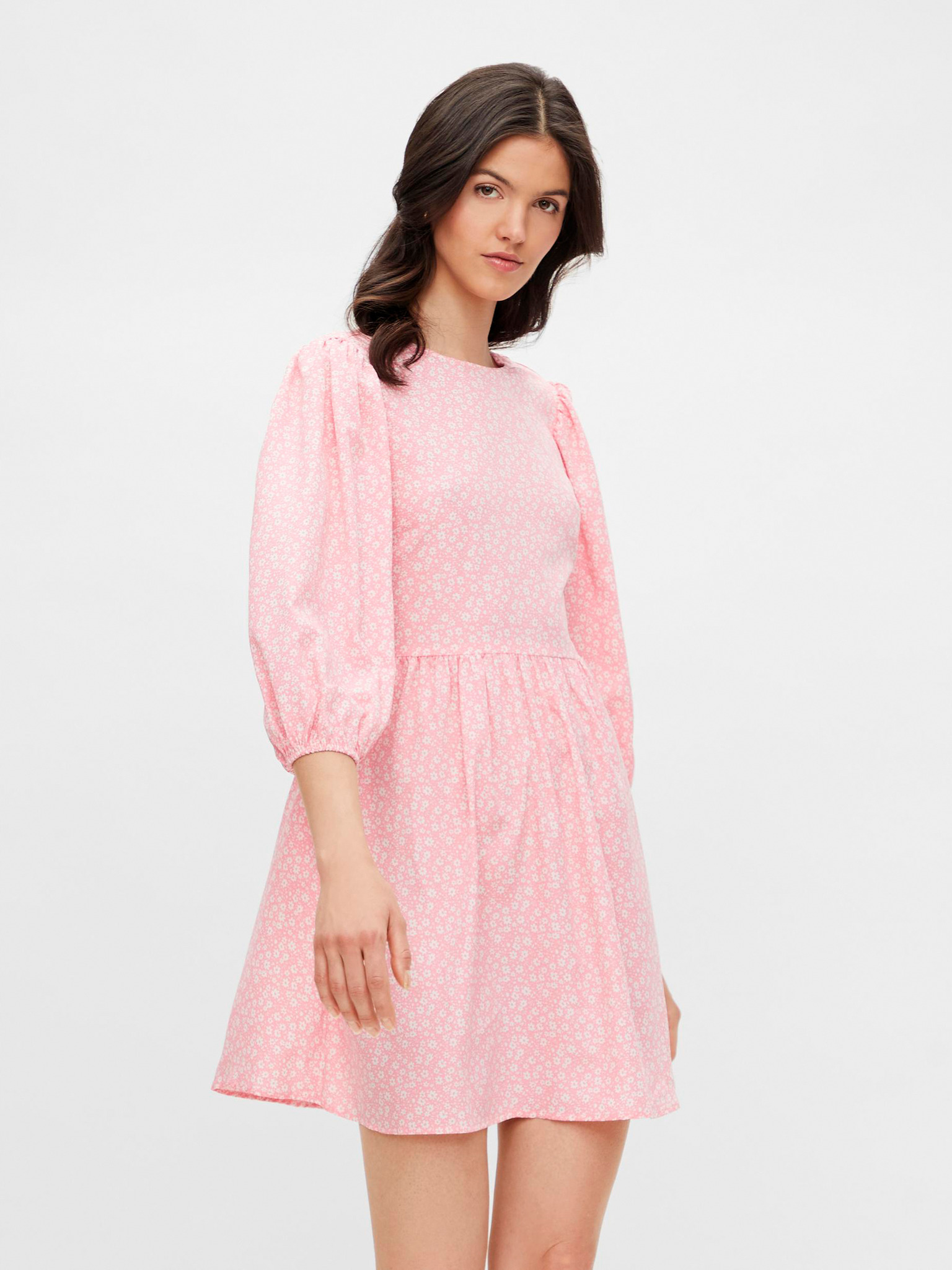Fotografie Růžové květované šaty se zavazováním na zádech Pieces Magi - XL