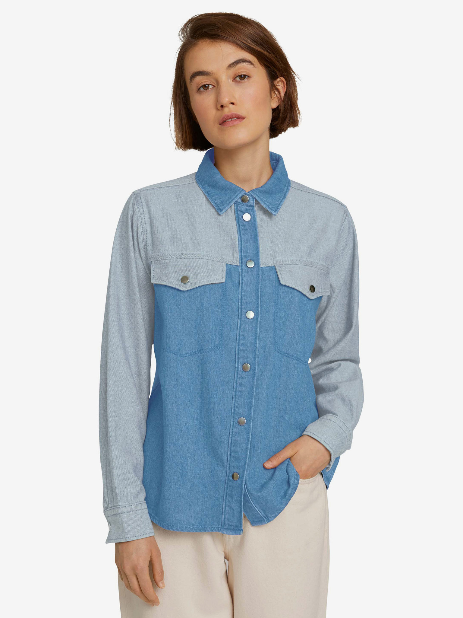 Fotografie Modrá dámská džínová košile Tom Tailor Denim - XS