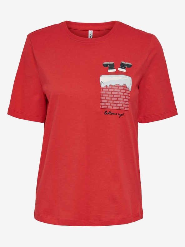 Дрехи > Тениски и топове > Тениски с къси ръкави ONLY Santa Life T-shirt Cherven