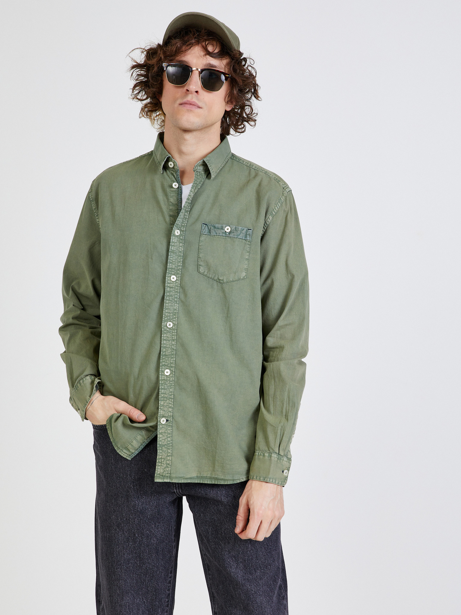Fotografie Zelená pánská džínová košile Tom Tailor - M