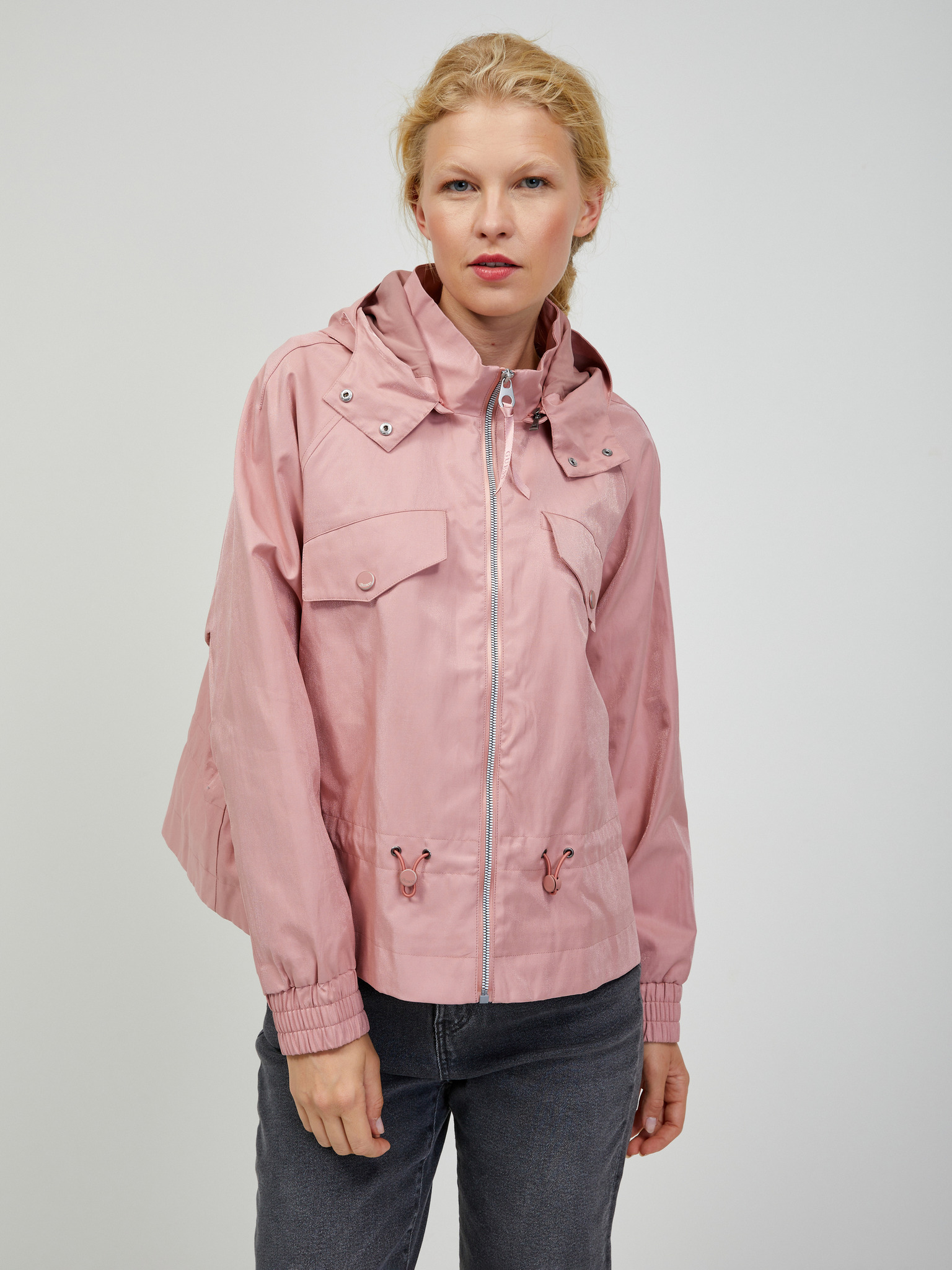 Fotografie Světle růžová dámská lehká bunda Guess Agathe - XS