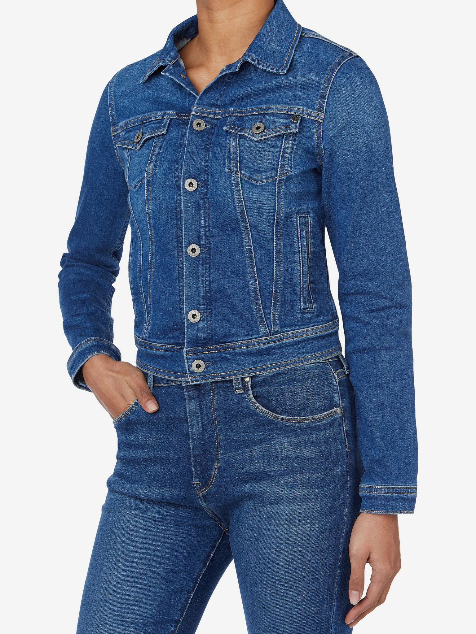 Fotografie Modrá dámská džínová bunda Pepe Jeans Core - XS