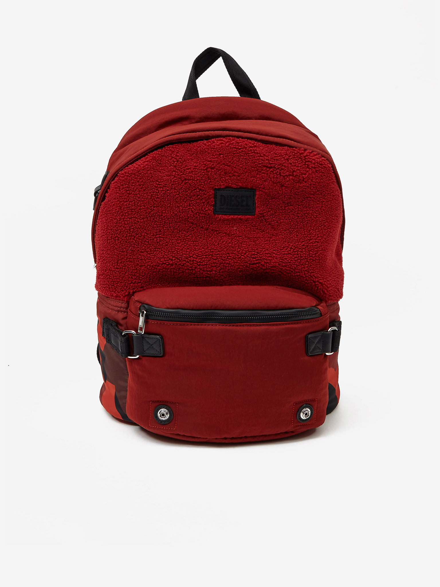 Fotografie Červený dámský batoh s umělým kožíškem Diesel