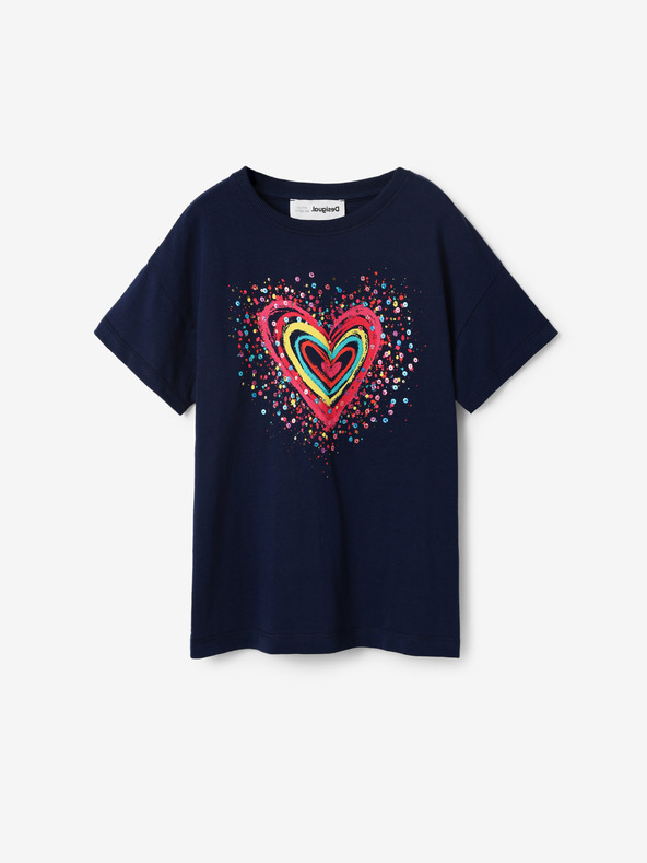 Desigual Heart Koszulka dziecięce Niebieski