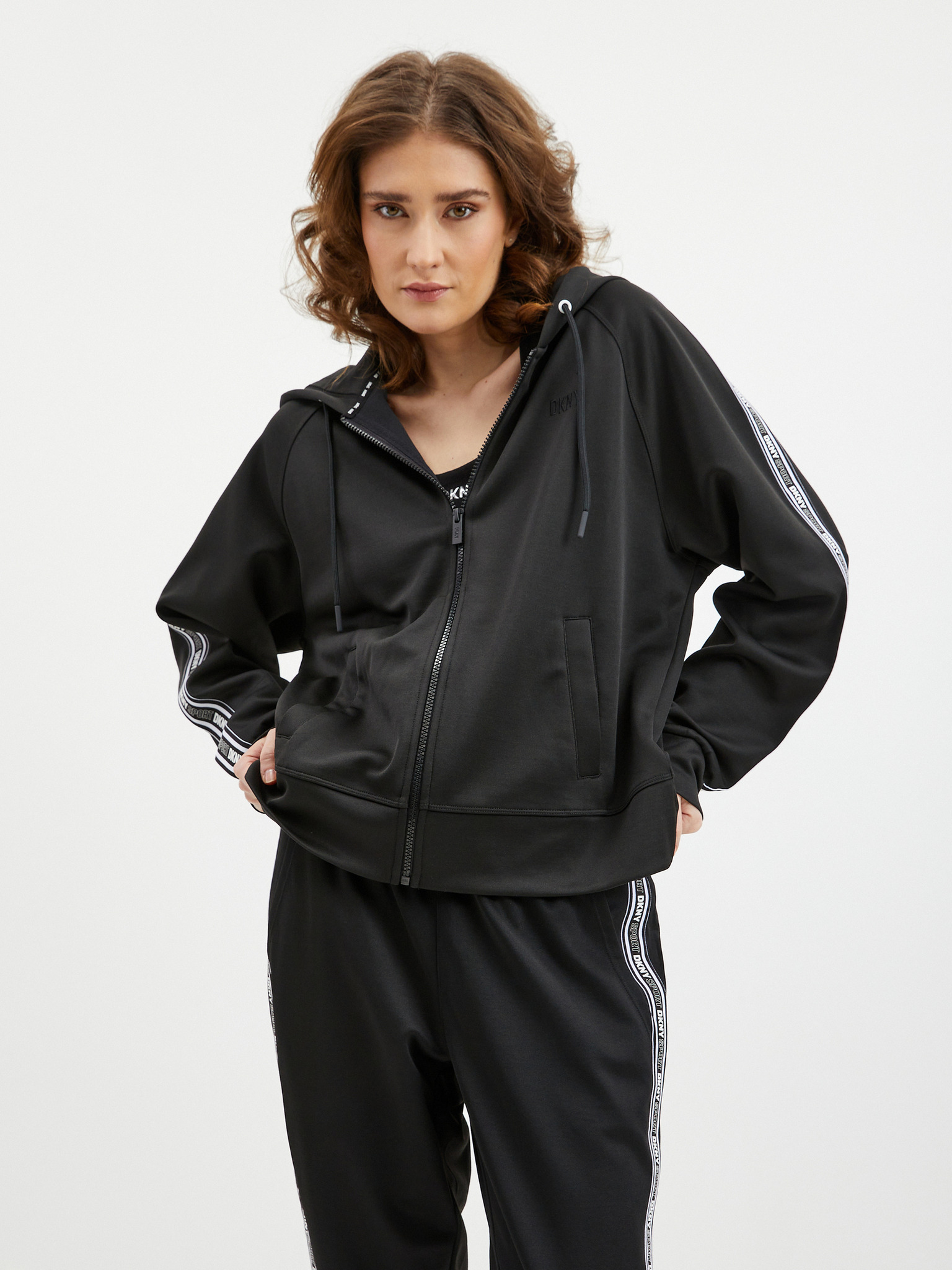 DKNY Women's Sport Ottoman-Knit Hoodie (X-Large, Black)