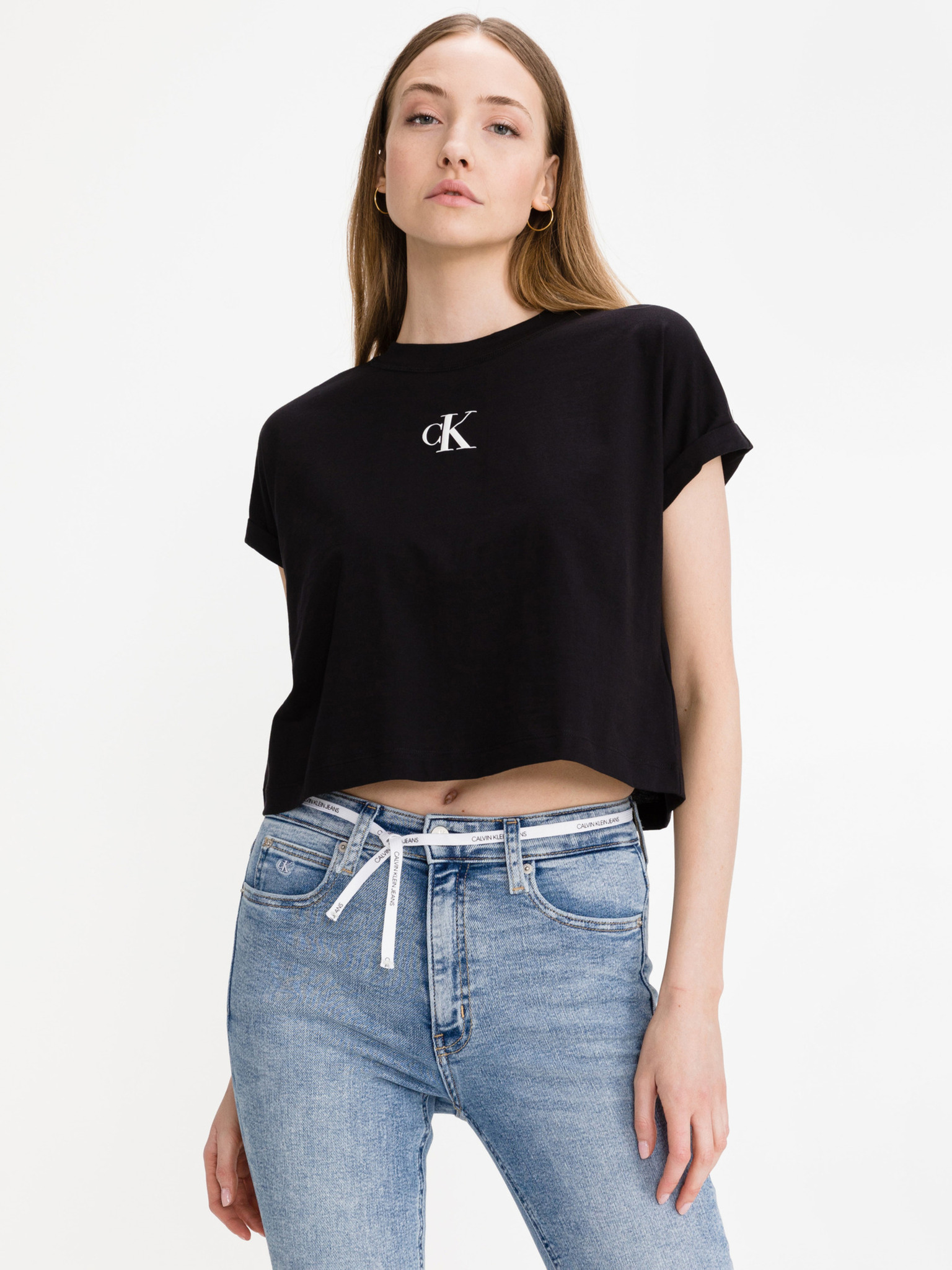 UO Exclusive Calvin Klein Sleeveless Black Crop Top