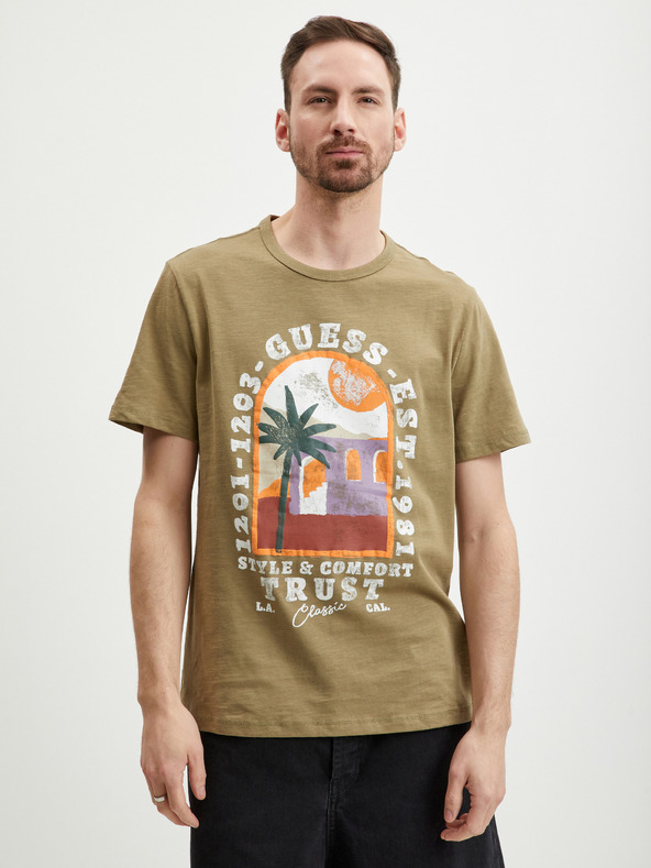 Guess Palm Window Koszulka Beżowy