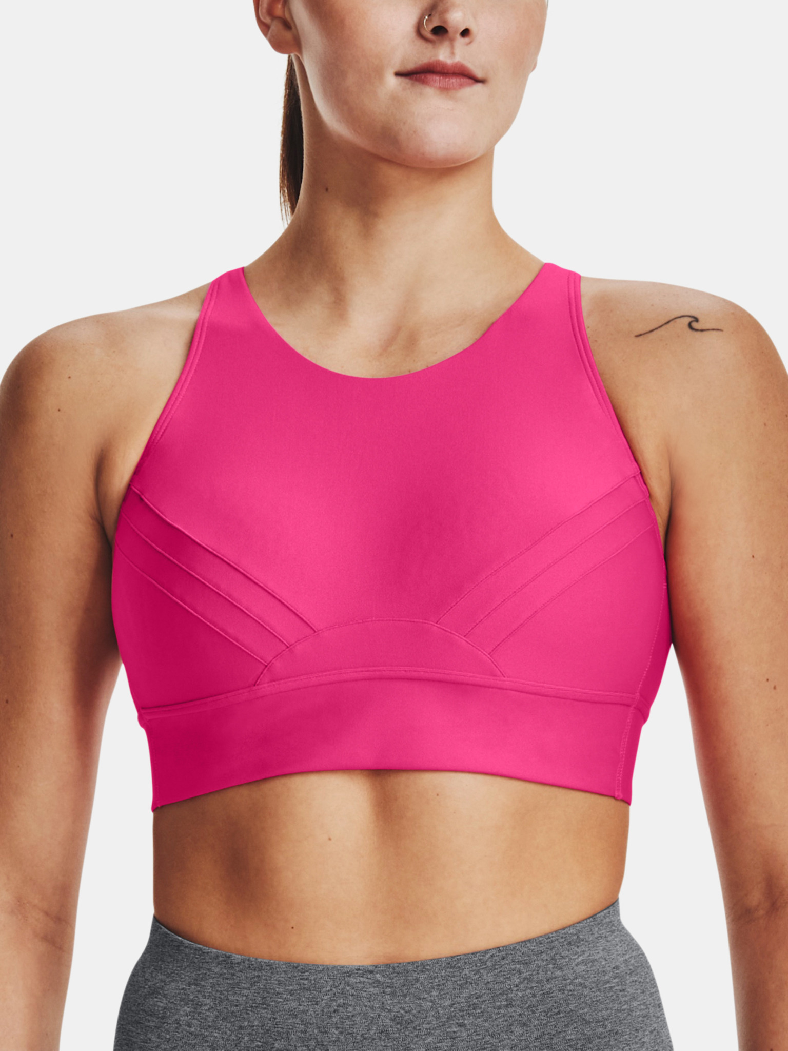  Infinity Pintuck Mid, pink - sports bra for women - UNDER  ARMOUR - 38.60 € - outdoorové oblečení a vybavení shop