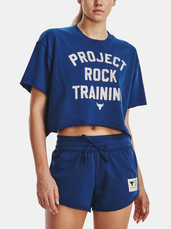 Under Armour Project Rock SS Crop Rvl Terry TG Top plava