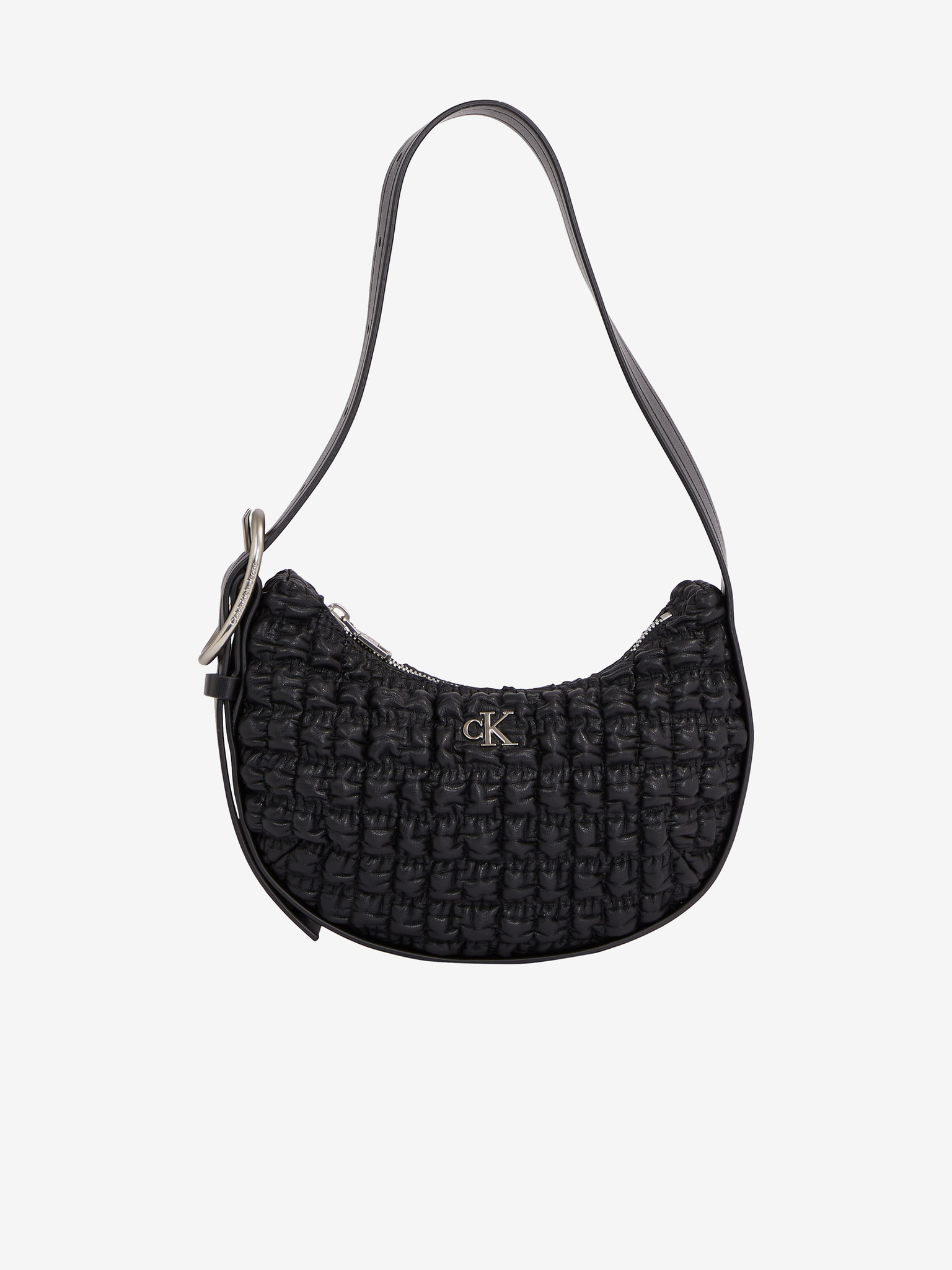Calvin Klein Jeans monogram logo strap saddle bag in black