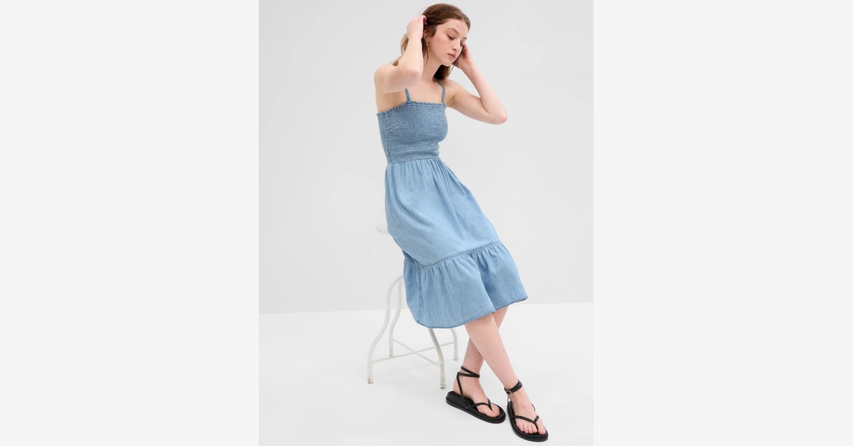 Buy Gap Blue Denim Tiered Cami Dress from Next Luxembourg